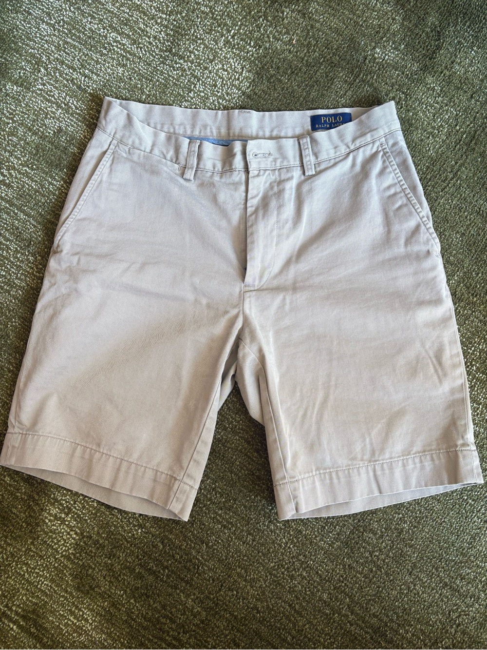 Ralph Lauren Men’s Light Beige Flat-Front Cotton Shorts